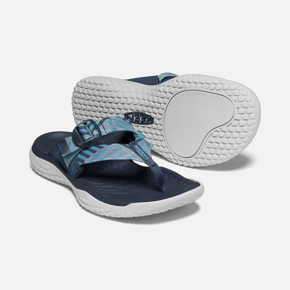 Chanclas Keen Mexico Azul Marino/Blancos - Mujer Solr Toe Post Sandal - JK9687413